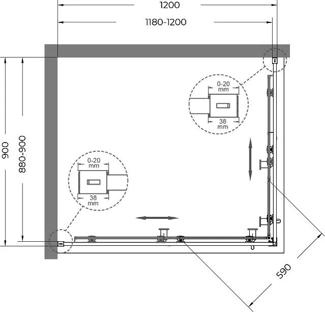 Душевой уголок Cezares Relax RELAX-304-AH-2-120/90-C-BORO 120x90, профиль брашированное золото Sancos — официальный сайт