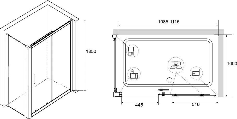 Душевой уголок RGW Classic CL-14+100 см (108,5x111,5)x100x185 профиль хром, стекло прозрачное Sancos — официальный сайт
