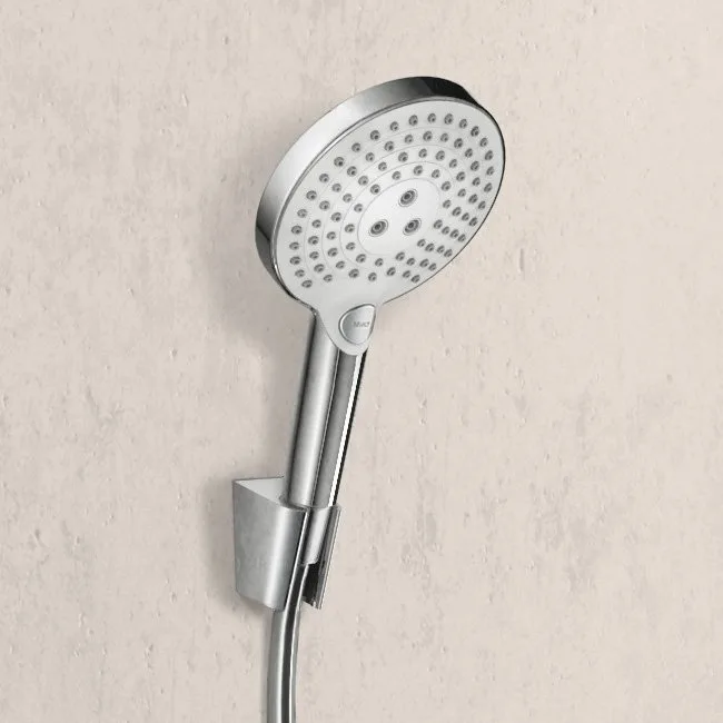 Душевой гарнитур Hansgrohe Raindance Select S 26721400, белый, хром Sancos — официальный сайт