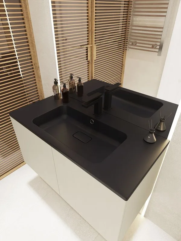 Мебельная раковина Uperwood Lagoon Quartz 297000016 80 см, матовая черная, уголь Sancos — официальный сайт