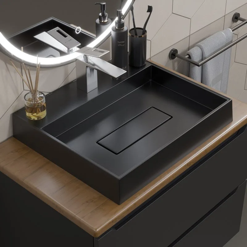Накладная раковина Uperwood Tanos Quartz 291030050 50 см, матовая черная, космос Sancos — официальный сайт
