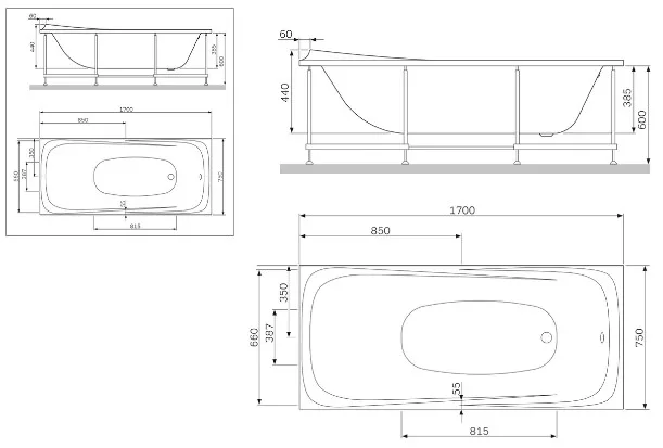 Акриловая ванна AM.PM Sensation W30A-170-075W-A без опоры 170x75 см, пристенная, белая Sancos — официальный сайт