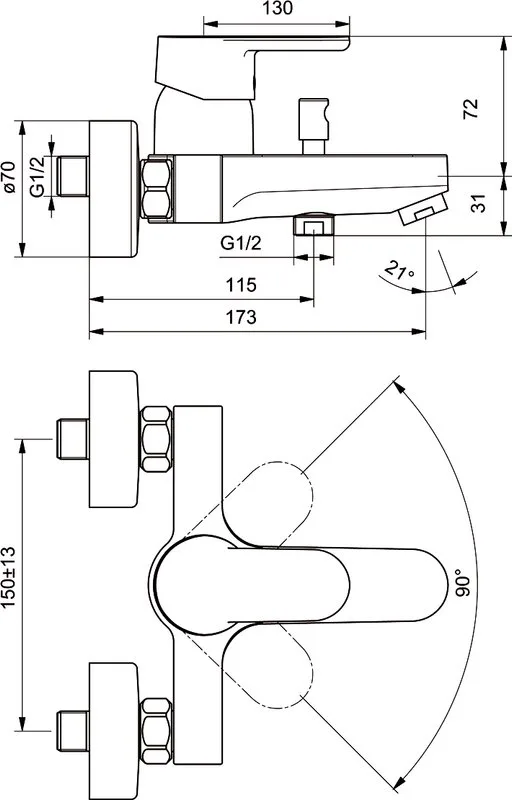 Смеситель для ванны с душем Ideal Standard Ceraplan III B0718AA Sancos — официальный сайт
