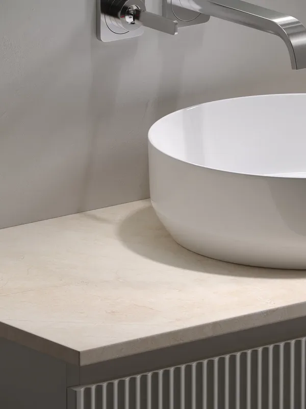 Тумба с раковиной Sancos Snob R 100 см, beige soft, столешница бежевая, раковина CN6022 Sancos — официальный сайт
