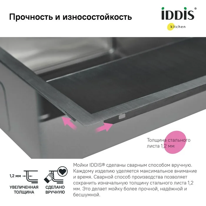 Мойка кухонная IDDIS Haze HAZ59SRi77 R, сатин Sancos — официальный сайт