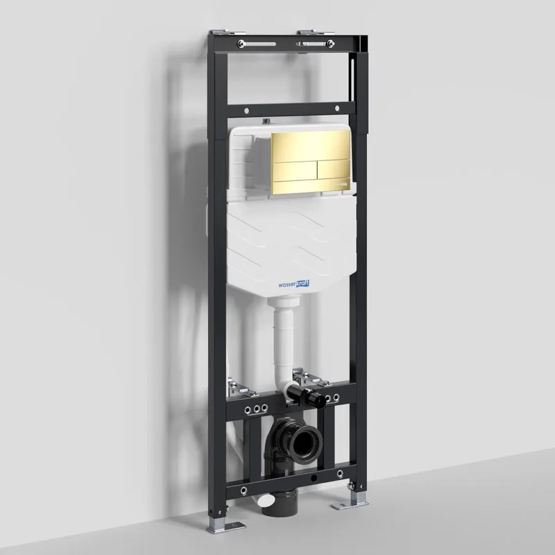 Система инсталляции для унитазов Wasserkraft Alme 15TLT.010.ME.PG04, с кнопкой смыва золото Sancos — официальный сайт