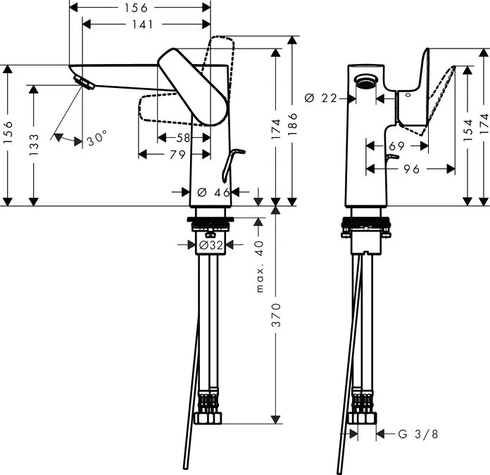 Смеситель для раковины Hansgrohe Talis E 71754000 с донным клапаном Sancos — официальный сайт