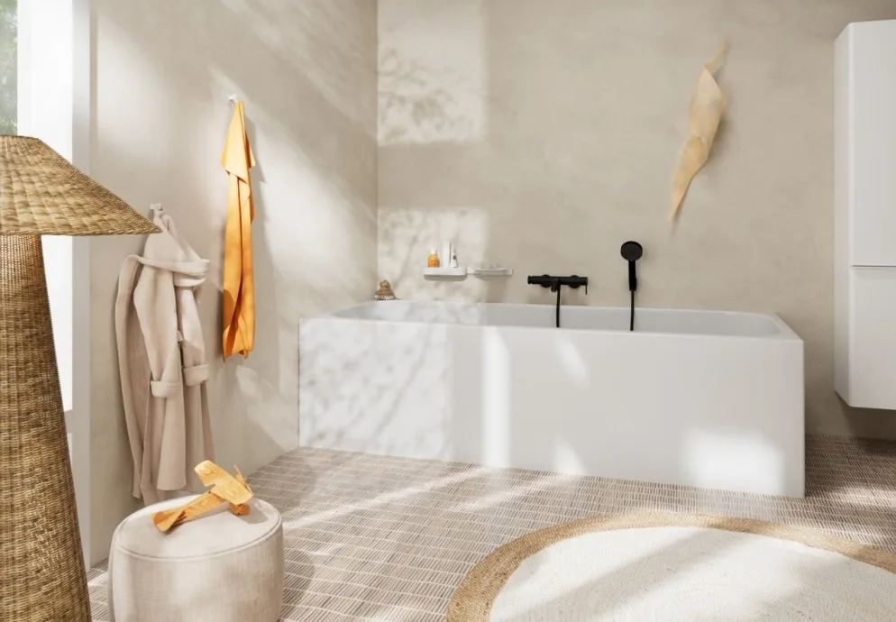 Смеситель для ванны с душем Hansgrohe Tecturis S 73422670, матовый черный Sancos — официальный сайт