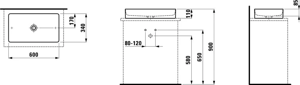 Накладная раковина Laufen Living Square 8.1143.4.000.112.1 60 см Sancos — официальный сайт