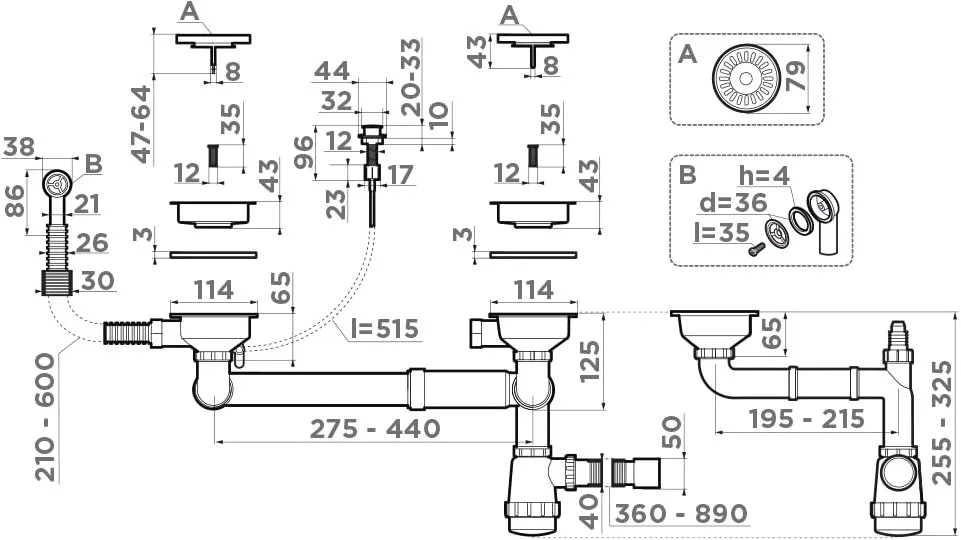 Сифон для мойки Omoikiri WK-1,5CL-R-A-AB022, античная латунь Sancos — официальный сайт