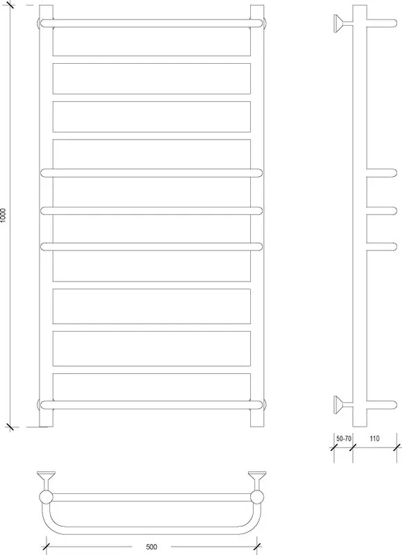 Полотенцесушитель водяной Secado Модена 2 100x50, черный матовый Sancos — официальный сайт