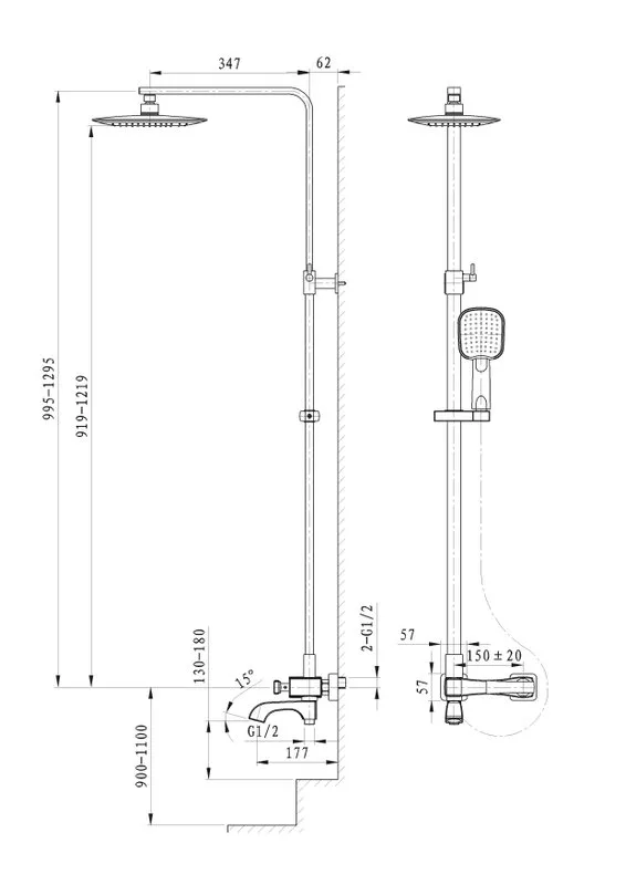 Душевая стойка Wonzon & Woghand Triumph WW-563601-CR, хром Sancos — официальный сайт