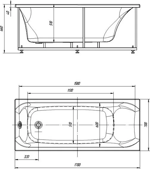 Акриловая ванна AQUATEK Альфа ALF170-0000062 170x70 см, пристенная, белая, с каркасом Sancos — официальный сайт