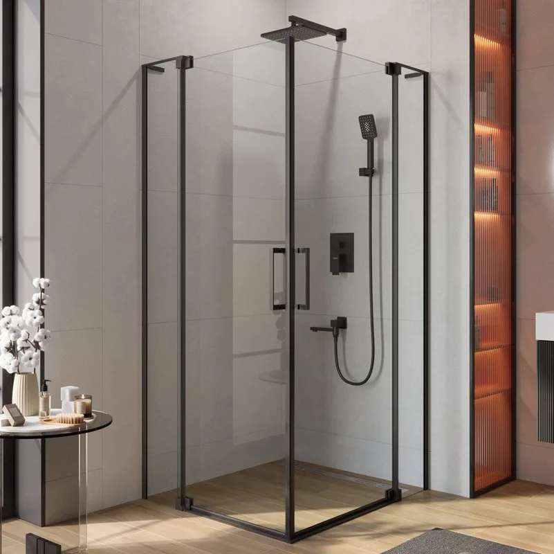 Душевой уголок Cezares Slider AH 2 80/90-90/100 C Nero профиль черный, стекло прозрачное Sancos — официальный сайт