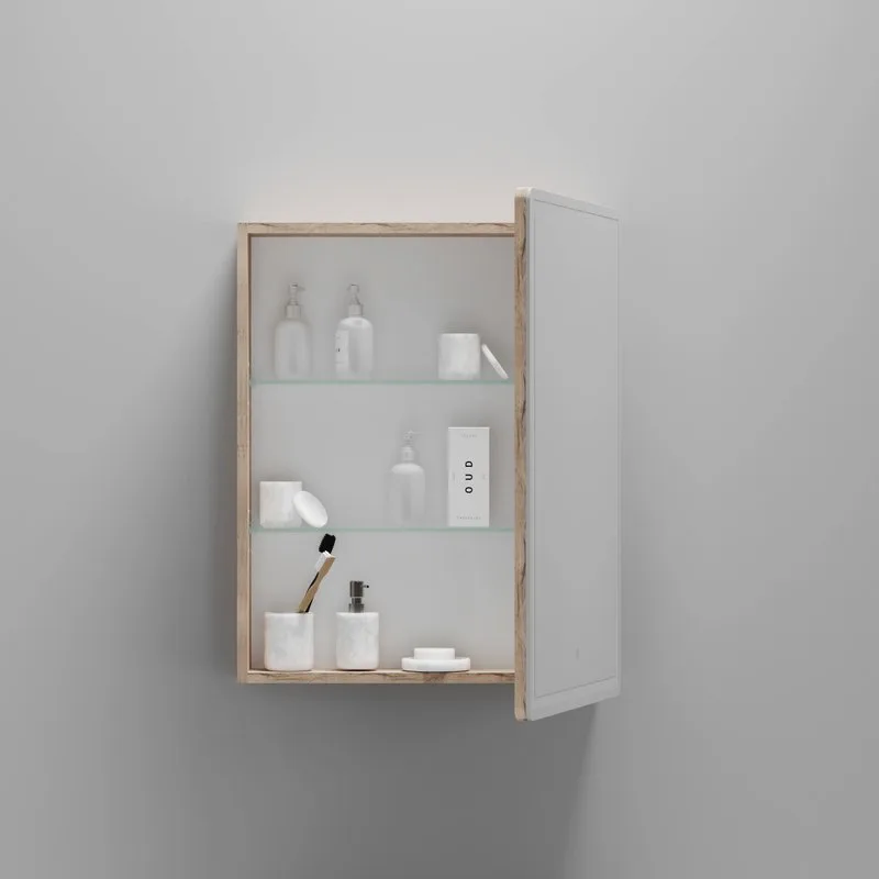Зеркало-шкаф Sancos Mirror 60 с подсветкой, дуб галифакс натуральный Sancos — официальный сайт