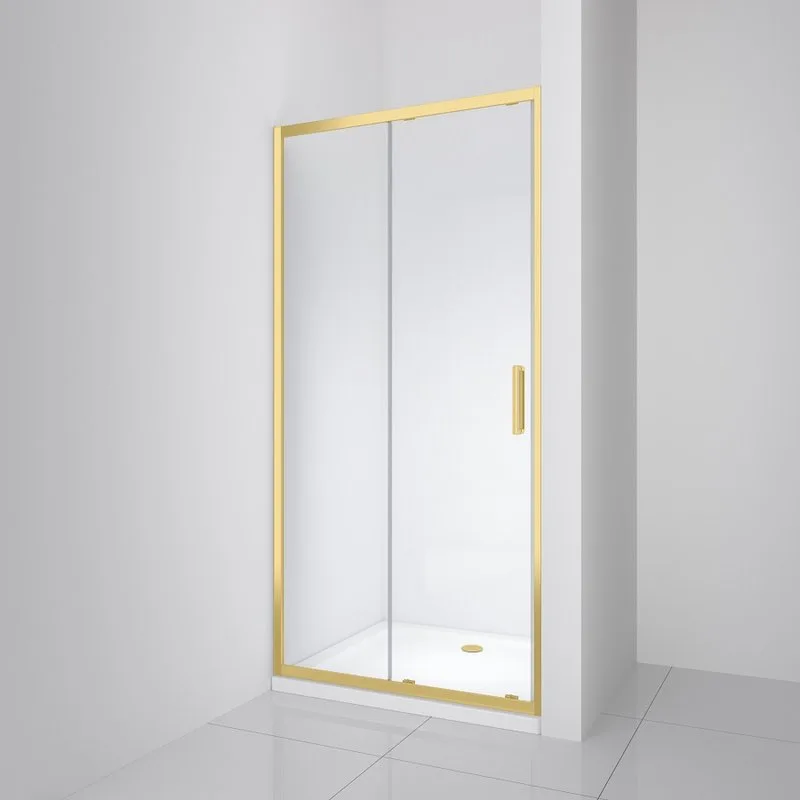 Душевая дверь в нишу BelBagno Luce BF-1-100-C-ORO профиль золото, стекло прозрачное Sancos — официальный сайт