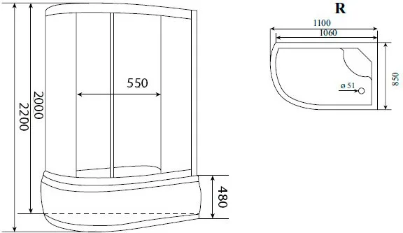 Душевая кабина Timo Standart T-1110 P R, с высоким поддоном, с сиденьем Sancos — официальный сайт