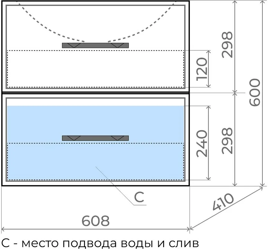 Тумба под раковину без столешницы Uperwood Foster 60 подвесная, 2 ящика, серый графит Sancos — официальный сайт