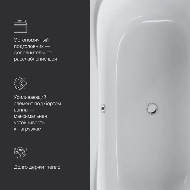 Акриловая ванна AM.PM Sensation W30A-180-080W-A без опоры 180x80 см, пристенная, белая Sancos — официальный сайт