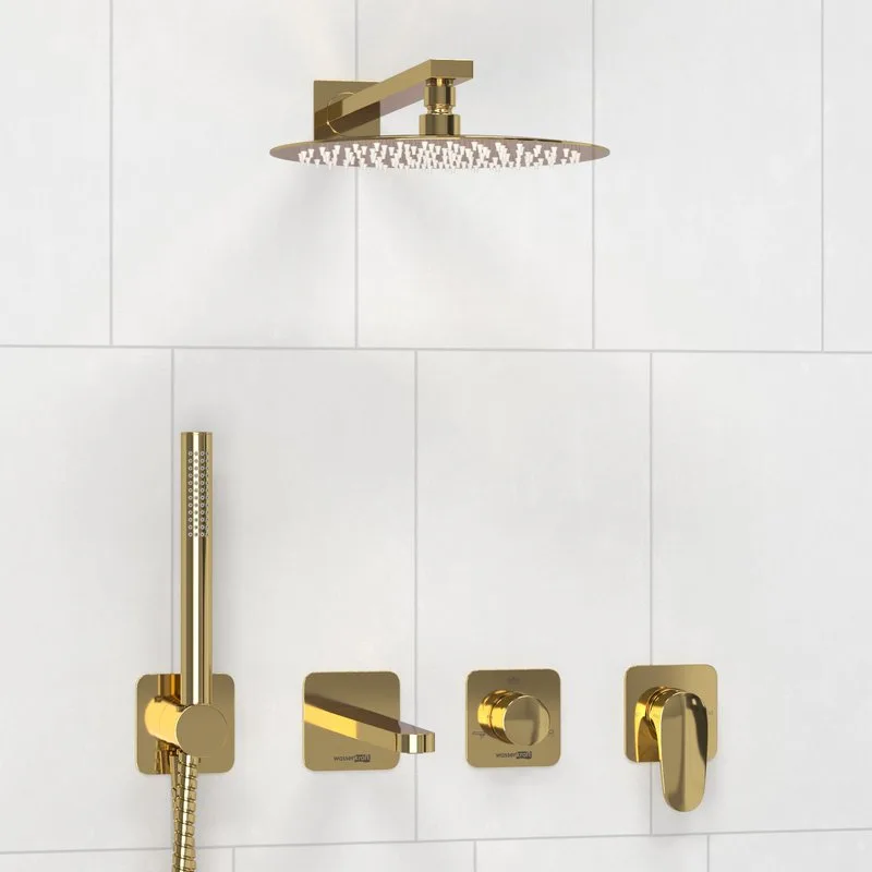 Душевой комплект Wasserkraft Neckar A2151.278.279.183.208.280.197.281, С ВНУТРЕННЕЙ ЧАСТЬЮ, золото Sancos — официальный сайт