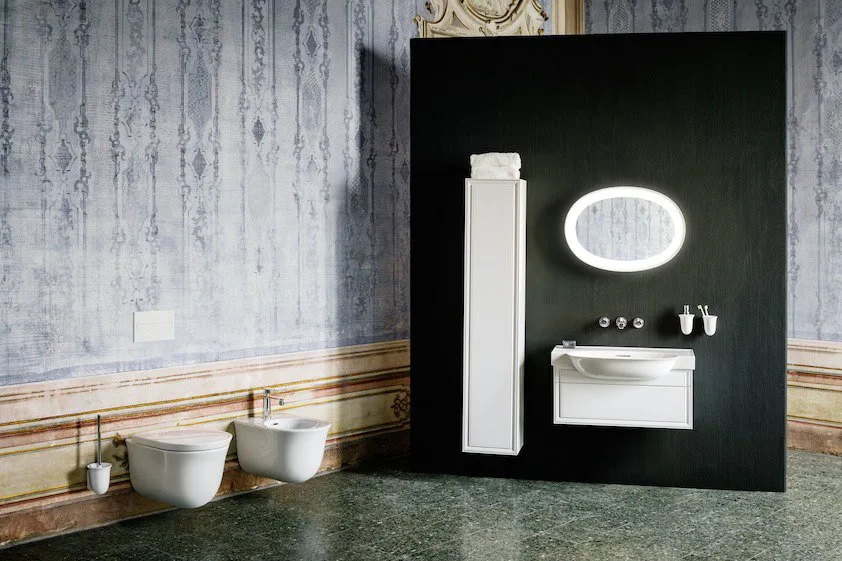 Зеркало Laufen The New Classic 50 белое, с подсветкой Sancos — официальный сайт