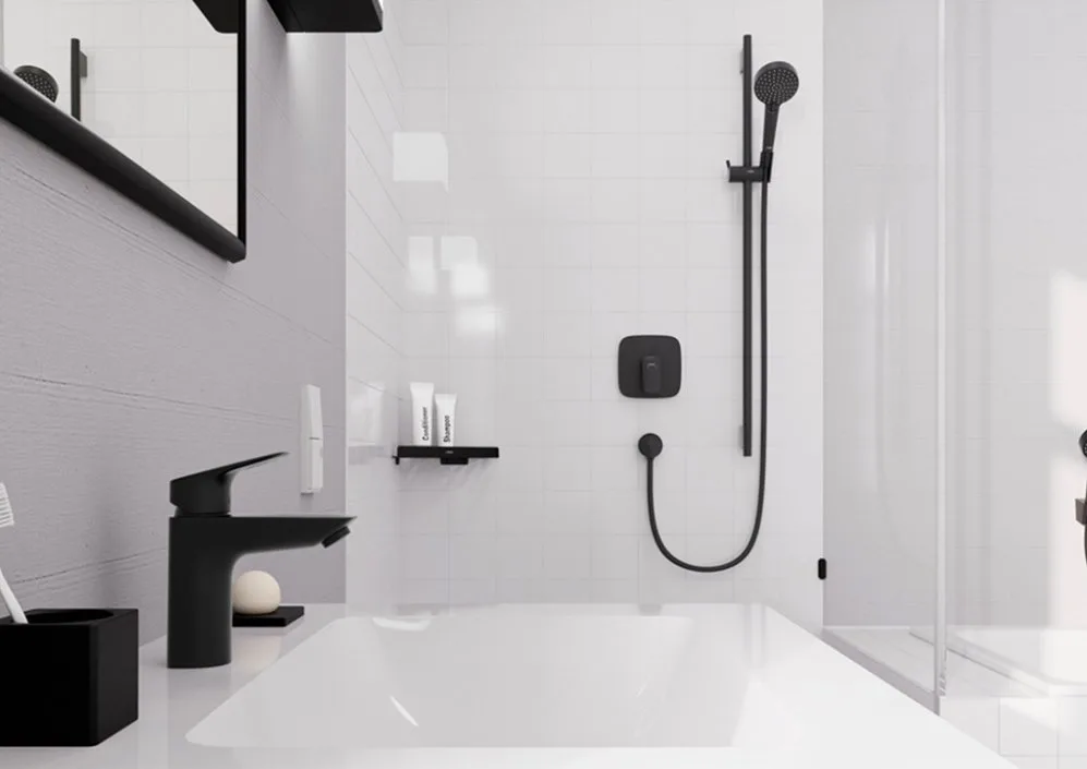 Смеситель для раковины Hansgrohe Logis 100 71107670 матовый черный Sancos — официальный сайт