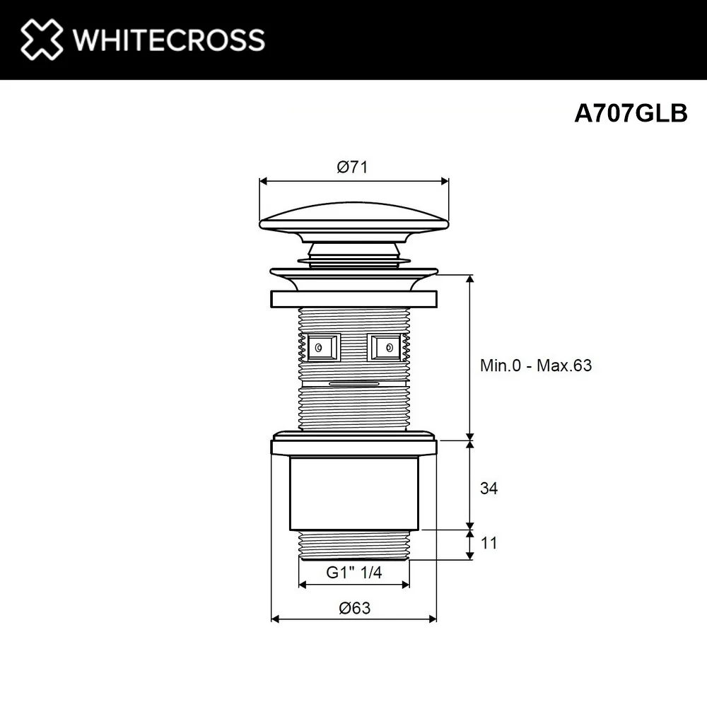 Донный клапан для раковины WHITECROSS A707GLB, брашированное золото Sancos — официальный сайт
