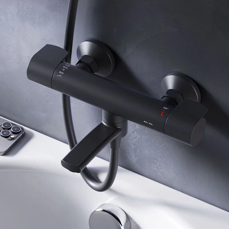 Термостатический смеситель AM.PM X-Joy F85A50022, для ванны с душем, черный Sancos — официальный сайт