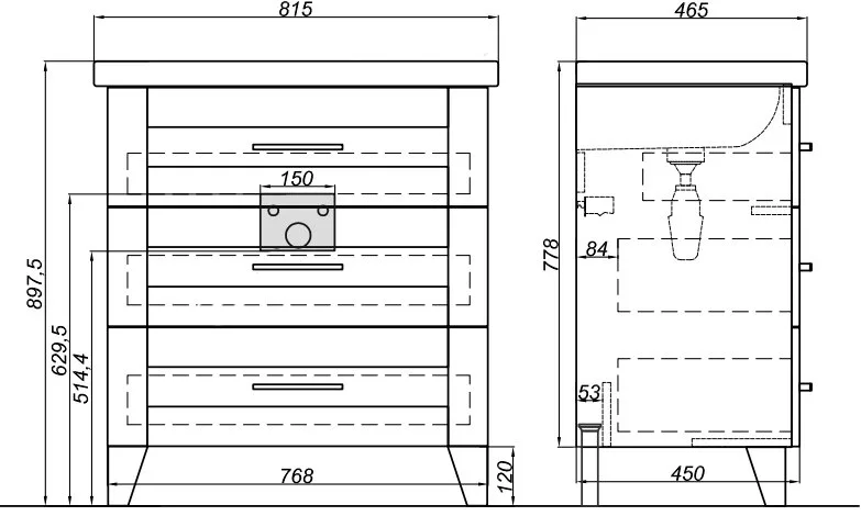 Тумба под раковину без столешницы Aqwella Foster 80 напольная Sancos — официальный сайт