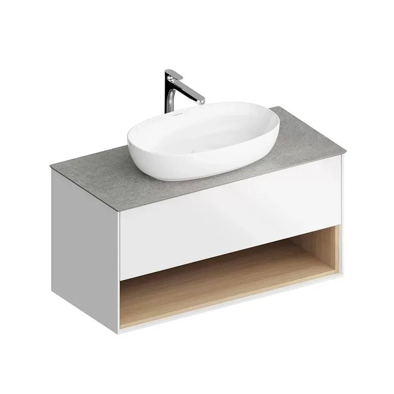 Тумба под раковину без столешницы KERAMA MARAZZI Plaza Modern 100 подвесная, с ящиком и полкой, бела Sancos — официальный сайт