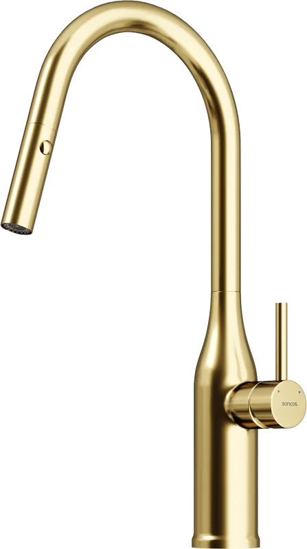 Смеситель для кухни Sancos Grand SC4002BG с вытяжным изливом, брашированное золото Sancos — официальный сайт