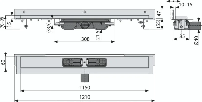 Душевой трап (лоток) AlcaPlast APZ104 -1150 без решетки Sancos — официальный сайт