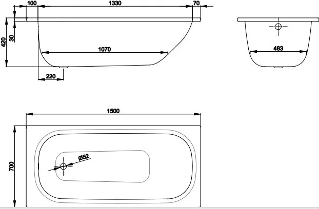 Стальная ванна Bette Form 150x70 см, встраиваемая, с антискользящим покрытием, с шумоизоляцией Sancos — Оригинал