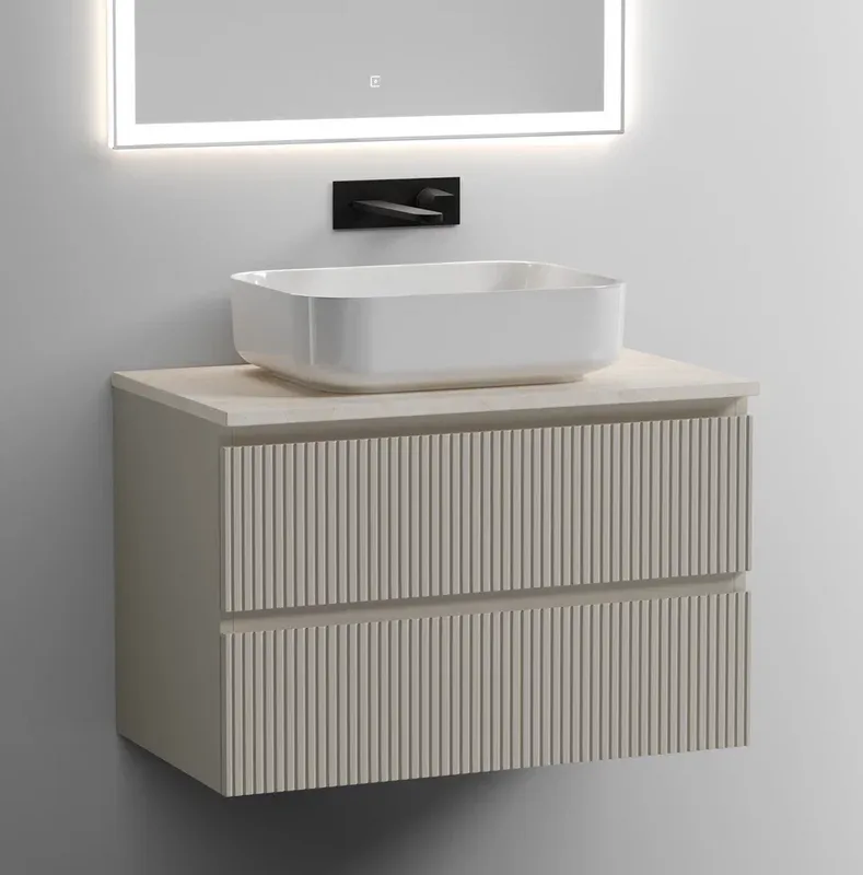 Тумба с раковиной Sancos Snob T 80 см, beige soft, столешница бежевая, раковина CN6011 Sancos — официальный сайт