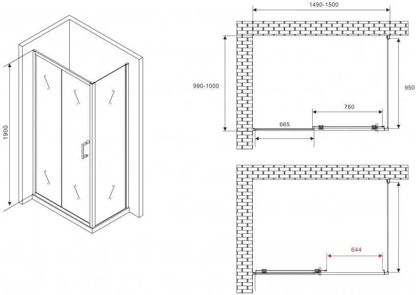 Душевой уголок Abber Schwarzer Diamant AG301505-S1005 150x100, профиль хром, стекло прозрачное Sancos — официальный сайт