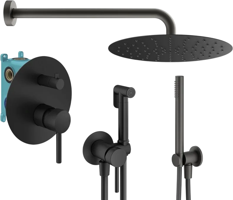 Комплект для ванной Plumberia Selection Ixo KITZXO18NO С ВНУТРЕННЕЙ ЧАСТЬЮ, черный матовый Sancos — официальный сайт