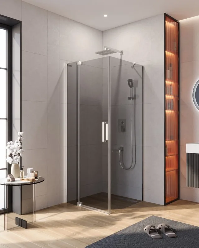 Душевой уголок Cezares Slider AH 1 80-80/90 Grigio Cr профиль хром, стекло серое Sancos — официальный сайт