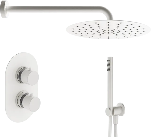 Душевой комплект Plumberia Selection Ixo KITXOT18BO, С ВНУТРЕННЕЙ ЧАСТЬЮ, белый матовый Sancos — официальный сайт