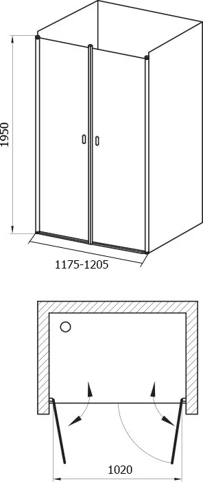 Душевая дверь в нишу Ravak Chrome CSDL2-120 Transparent, профиль блестящий Sancos — официальный сайт