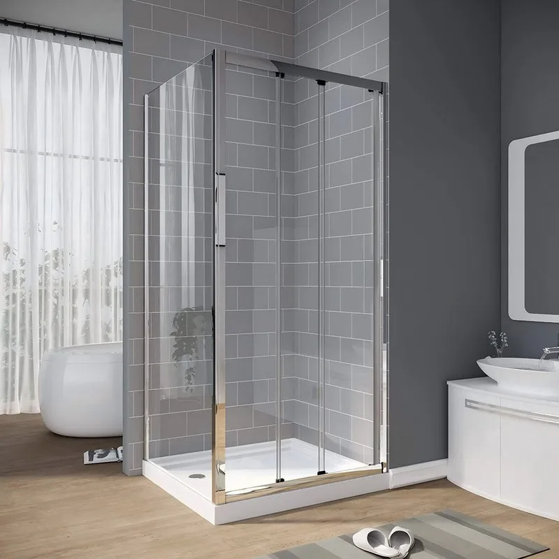 Душевой уголок Veconi Rovigo RV-028 100х100 см, профиль глянцевый хром, стекло прозрачное Sancos — официальный сайт