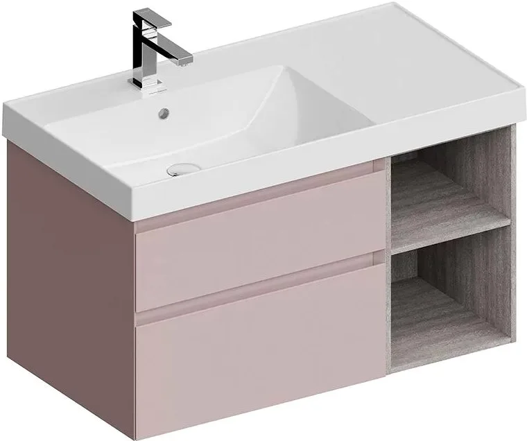 Тумба под раковину без столешницы KERAMA MARAZZI Cubo 90 левая, мальва матовая-древесная Sancos — официальный сайт