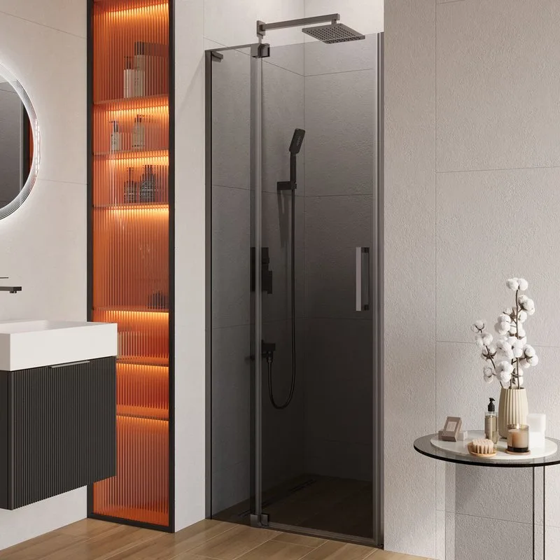 Душевая дверь в нишу Cezares Slider B 1 70/80 Grigio GM профиль оружейная сталь, стекло серое Sancos — официальный сайт