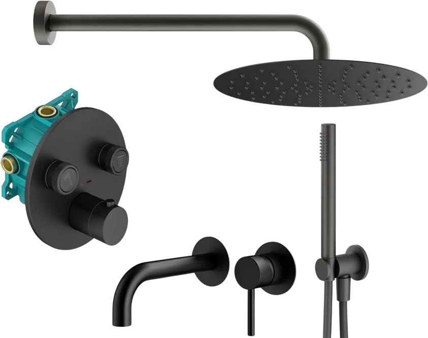 Комплект для ванной Plumberia Selection PSBOX KITPSB02NO210 С ВНУТРЕННЕЙ ЧАСТЬЮ, черный матовый Sancos — официальный сайт