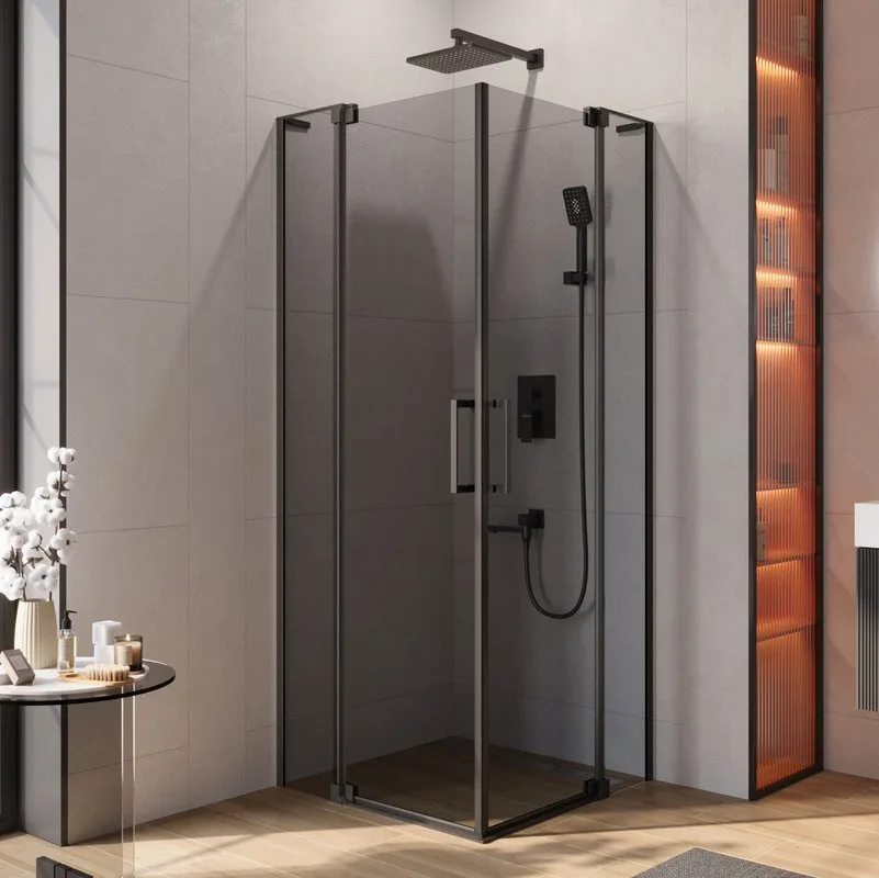 Душевой уголок Cezares Slider A 2 70/80 Grigio Nero профиль черный, стекло серое Sancos — официальный сайт