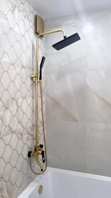 Душевая стойка Bronze de Luxe Element EL77/1GB, матовое золото, черная Sancos — официальный сайт