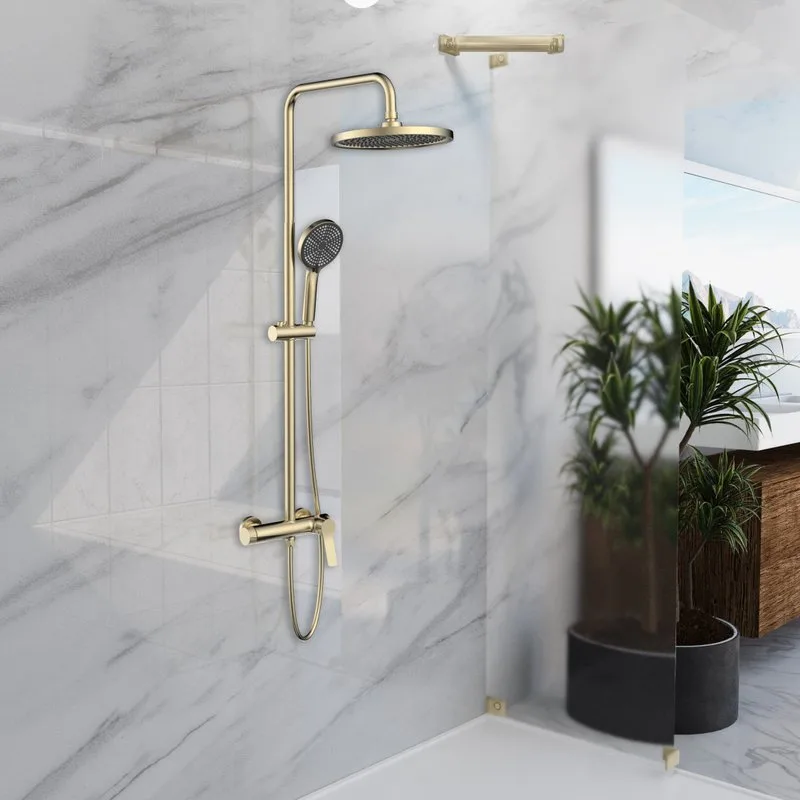Душевая стойка Vincea Arco VSFS-4AR1BG, с изливом, брашированное золото Sancos — официальный сайт