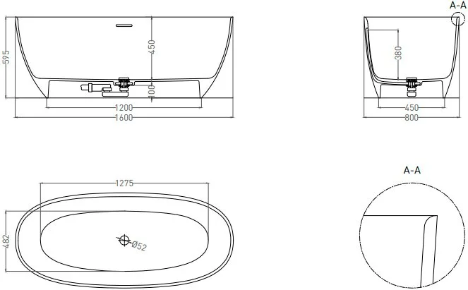 Ванна из искусственного камня Salini Alda S-Sense 160x80 см, отдельностоящая, белая, овальная, со сл Sancos — официальный сайт