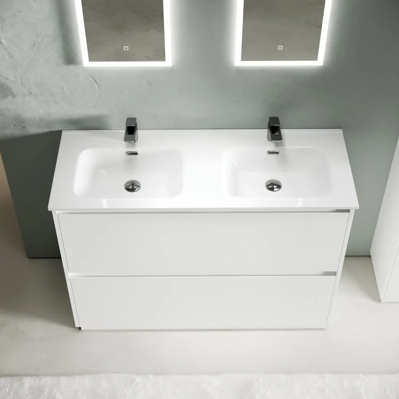 Тумба с раковиной Sancos Libra Floor 120 двойная белая раковина CN7004, белый глянец Sancos — официальный сайт