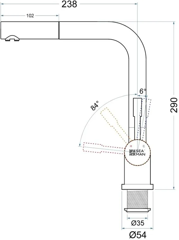 Смеситель для кухни Seaman Eco Venice SSN-0912P-GL gun light Sancos — официальный сайт