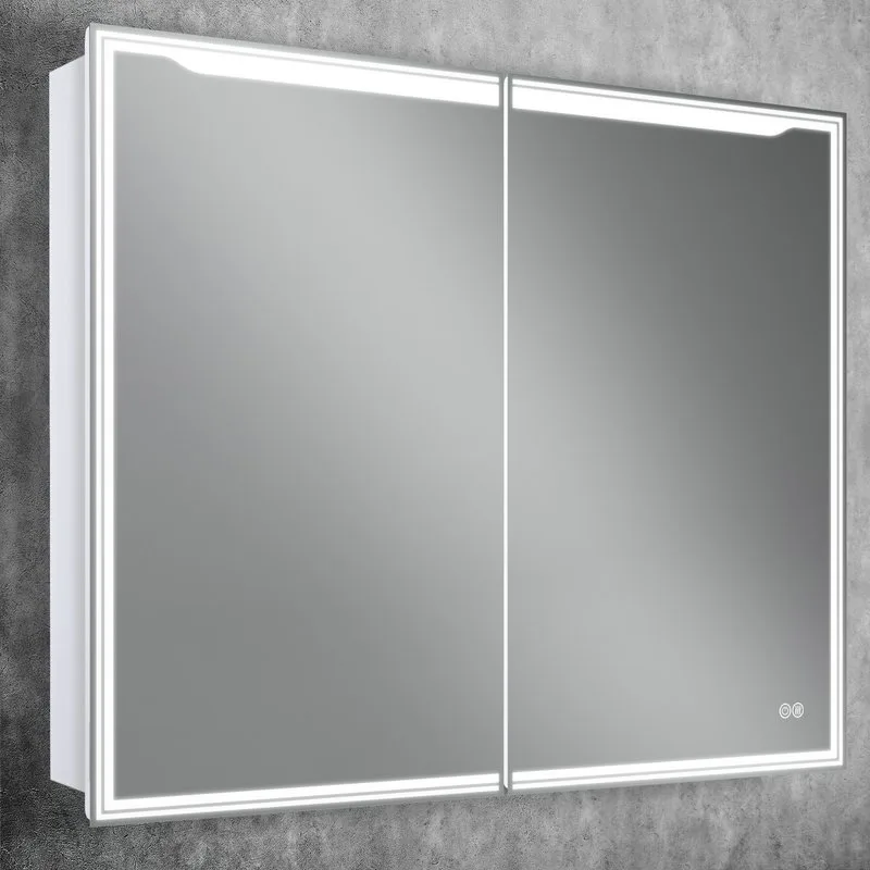 Зеркало-шкаф Art&Max Merano 100х80 белое, с LED-подсветкой, 6000К Sancos — официальный сайт
